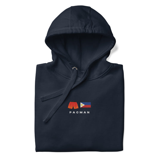 navy Pacman Embroidered Premium Hoodie