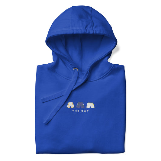 blue The Cat Embroidered Premium Hoodie