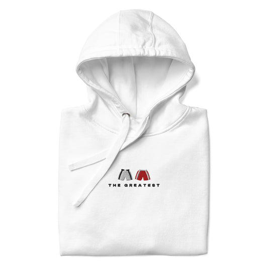 white The Greatest Embroidered Premium Hoodie