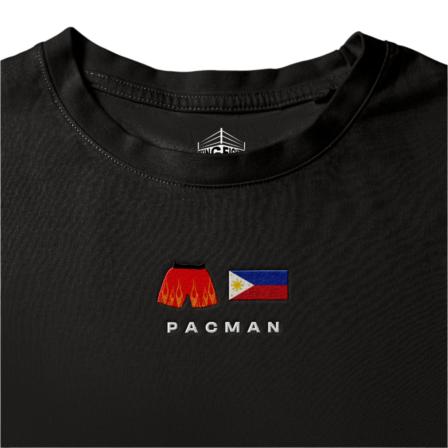 black Pacman Embroidered Premium T-Shirt