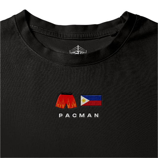 black Pacman Embroidered Premium T-Shirt