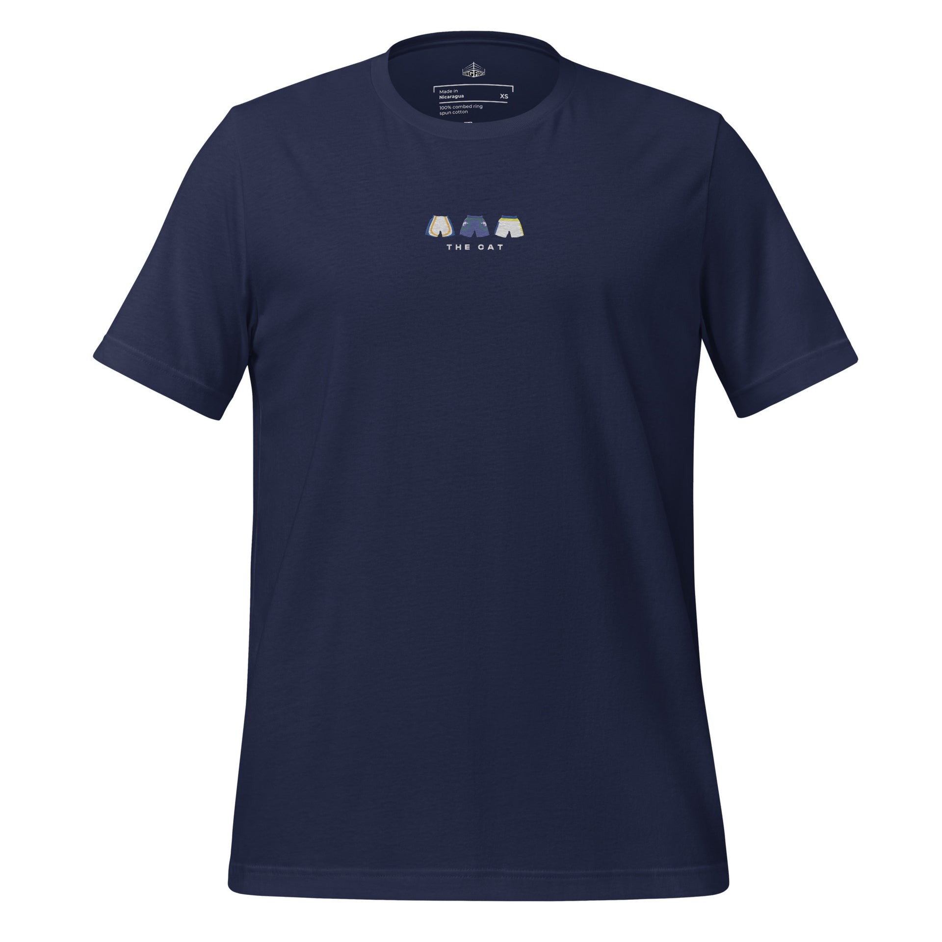 navy The Cat Embroidered Premium T-Shirt