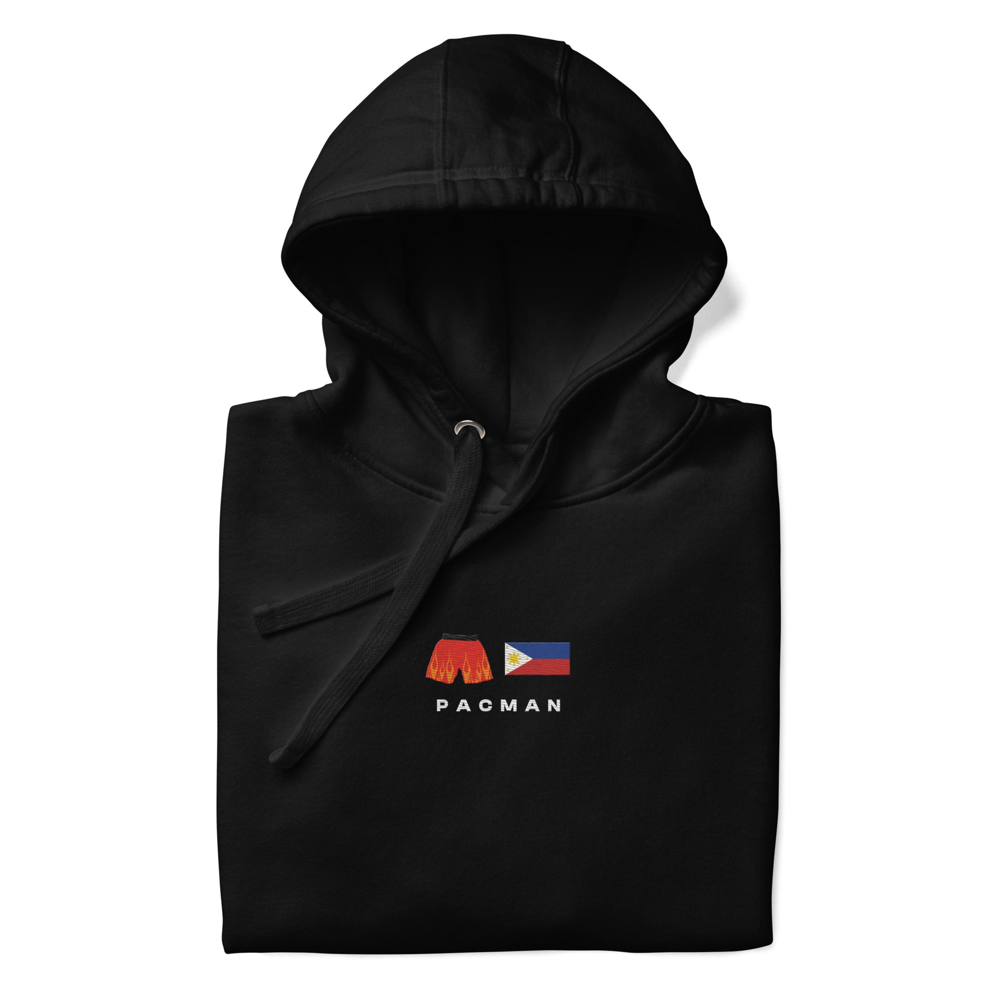 black Pacman Embroidered Premium Hoodie
