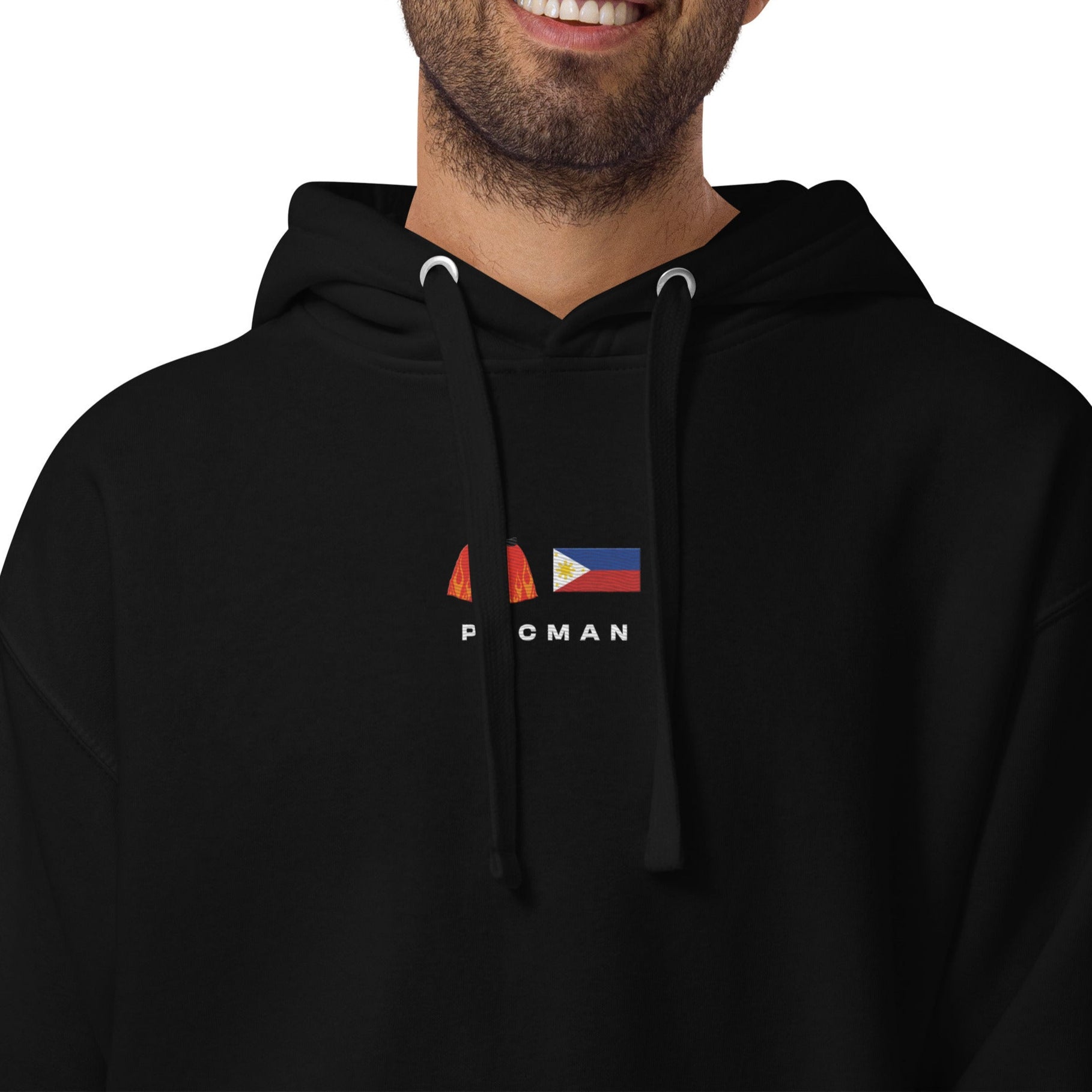 black Pacman Embroidered Premium Hoodie