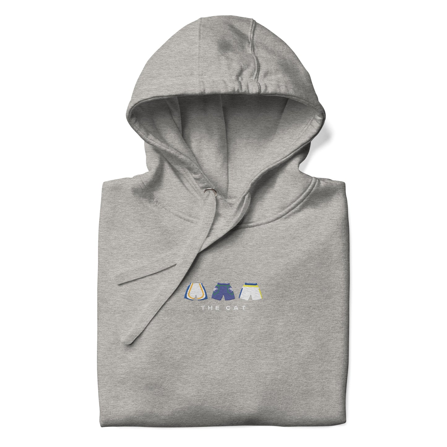 grey The Cat Embroidered Premium Hoodie