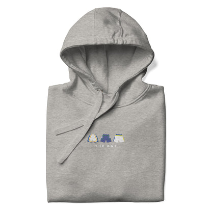 grey The Cat Embroidered Premium Hoodie