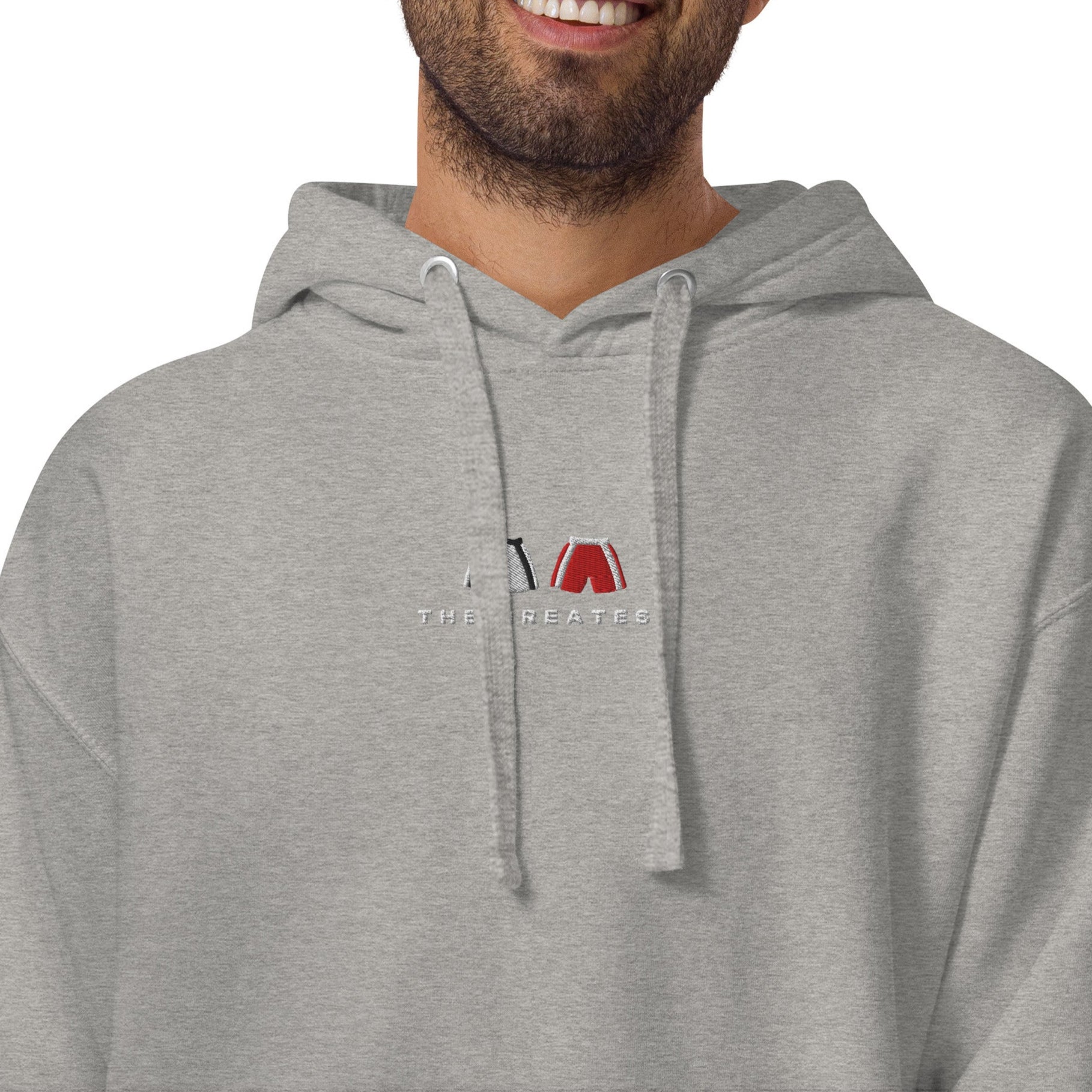 grey The Greatest Embroidered Premium Hoodie