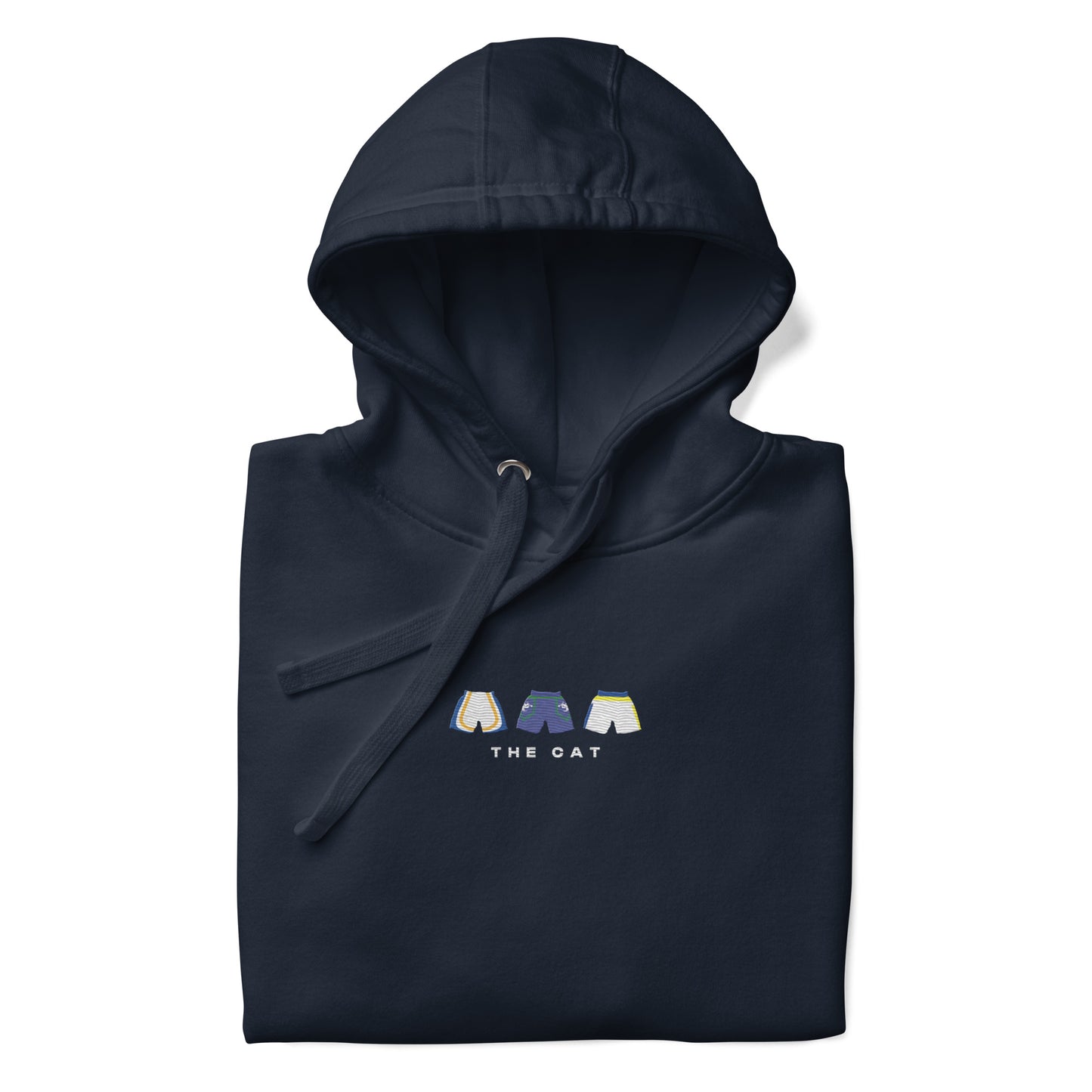 navy The Cat Embroidered Premium Hoodie