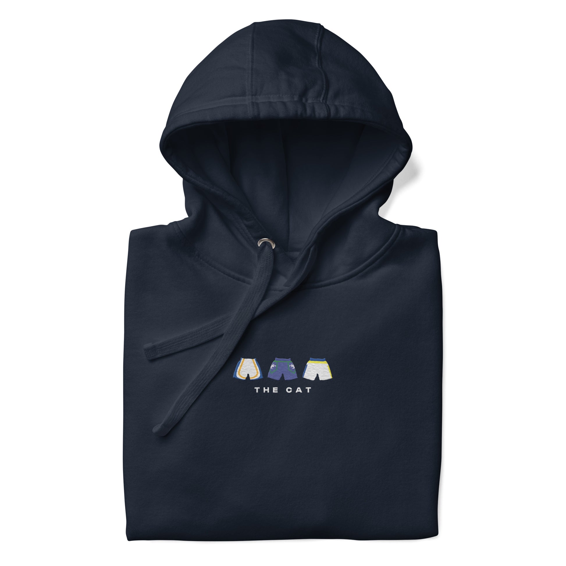 navy The Cat Embroidered Premium Hoodie