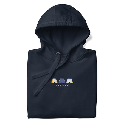 navy The Cat Embroidered Premium Hoodie