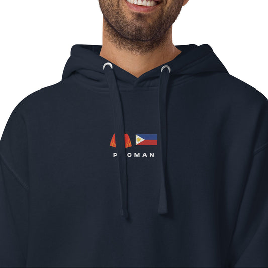 navy Pacman Embroidered Premium Hoodie