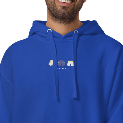 blue The Cat Embroidered Premium Hoodie
