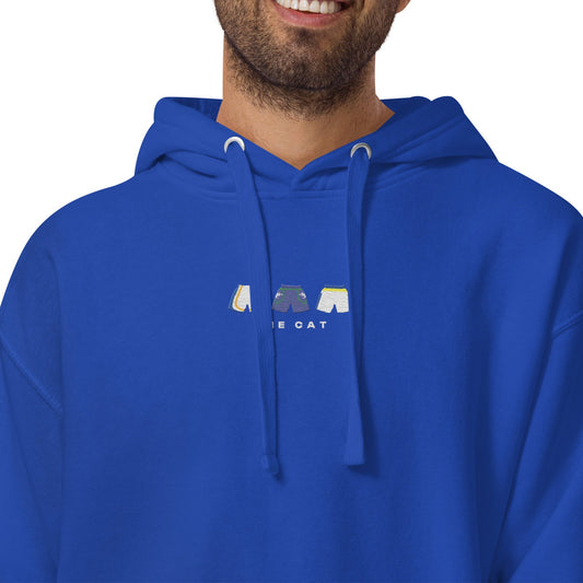 blue The Cat Embroidered Premium Hoodie