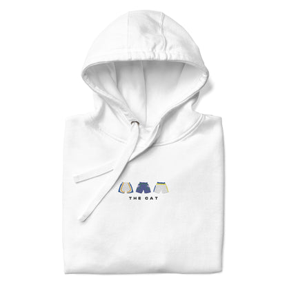 white The Cat Embroidered Premium Hoodie
