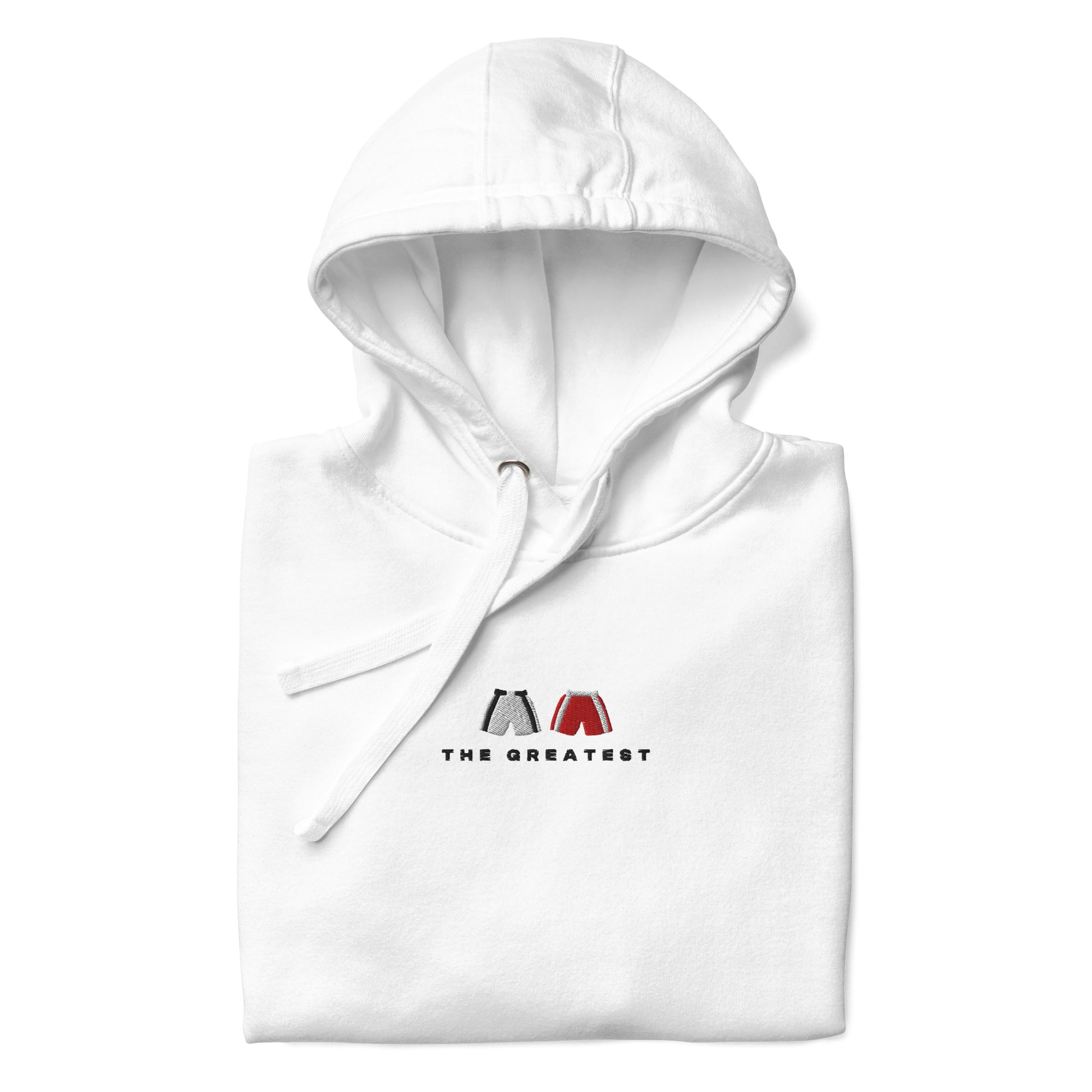 white The Greatest Embroidered Premium Hoodie