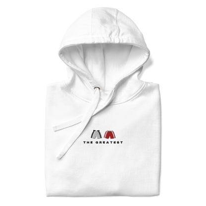 white The Greatest Embroidered Premium Hoodie