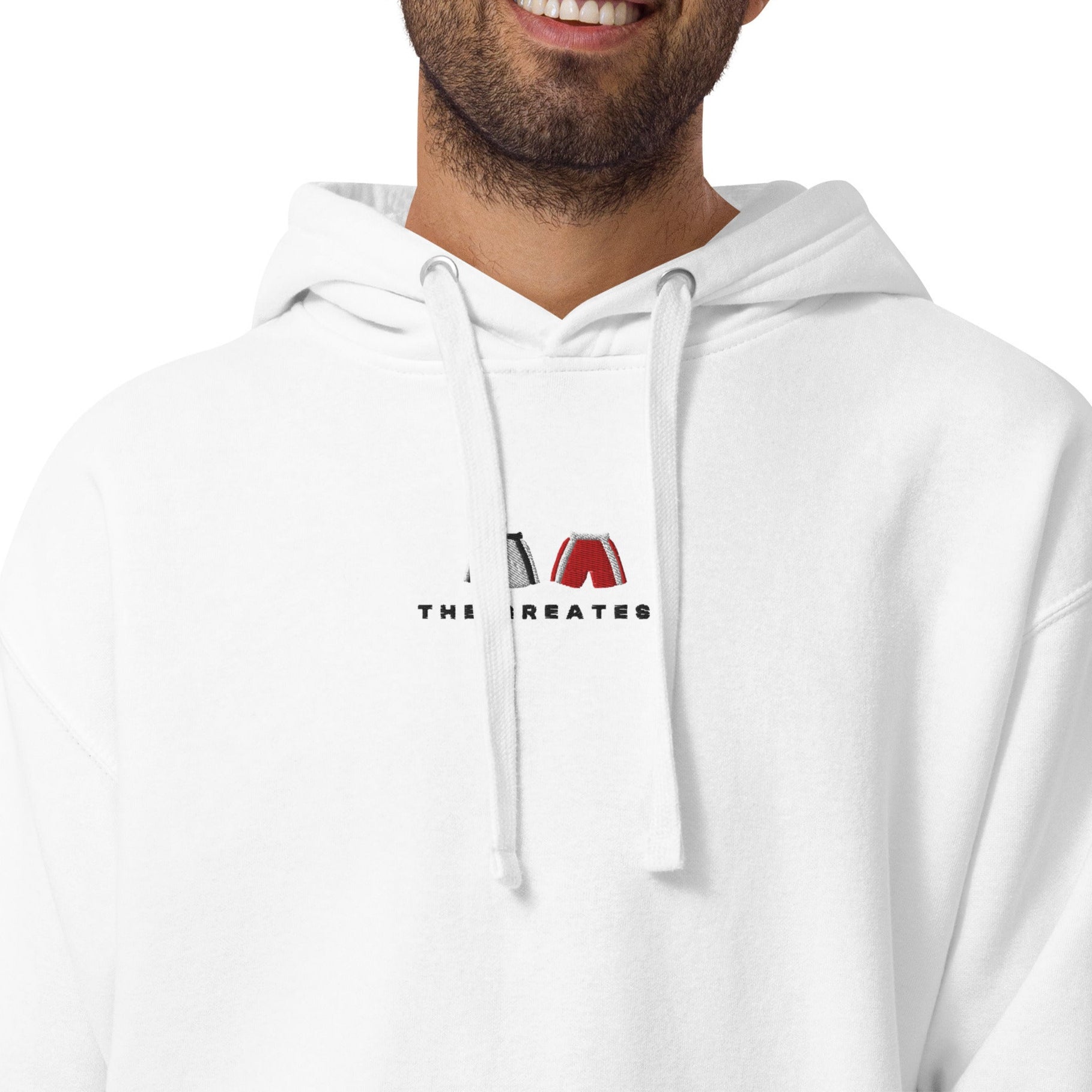 white The Greatest Embroidered Premium Hoodie