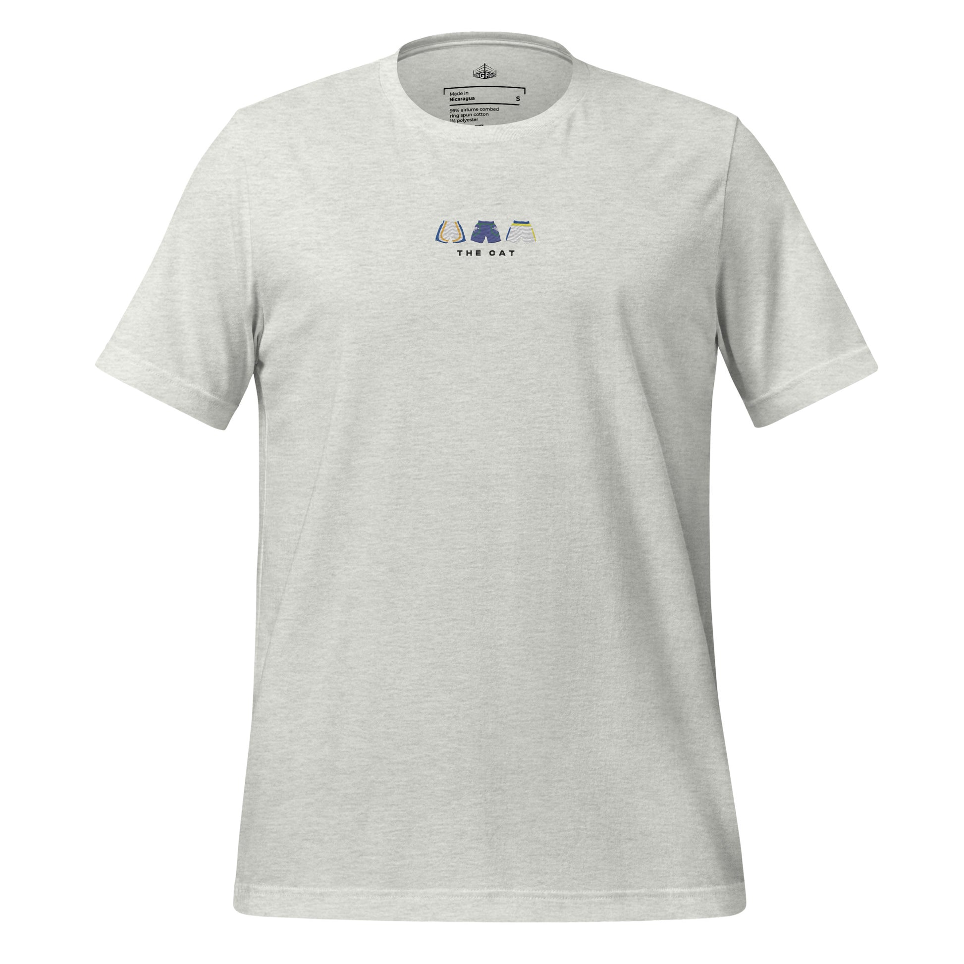 grey The Cat Embroidered Premium T-Shirt