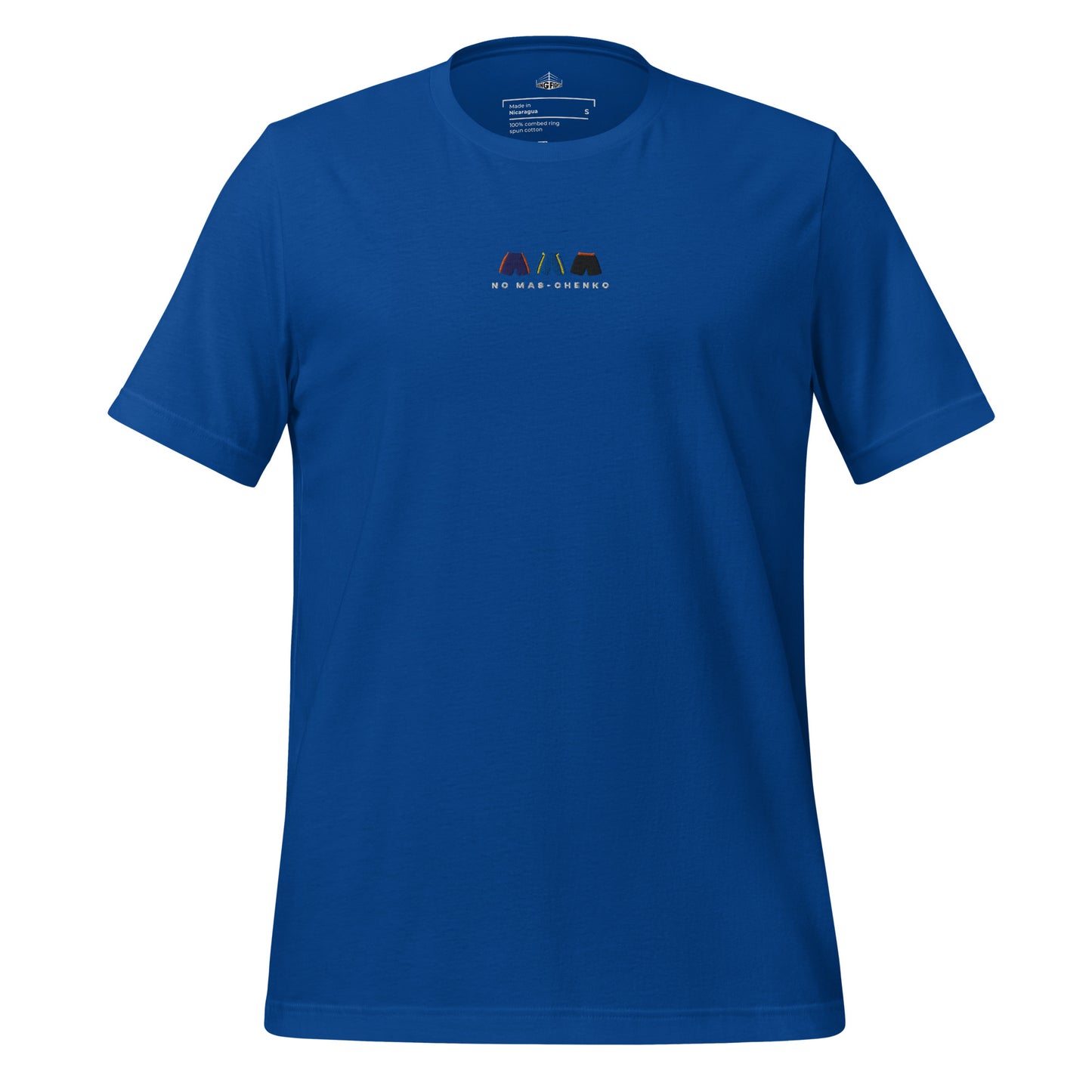 blue No Mas-Chenko Embroidered Premium T-Shirt