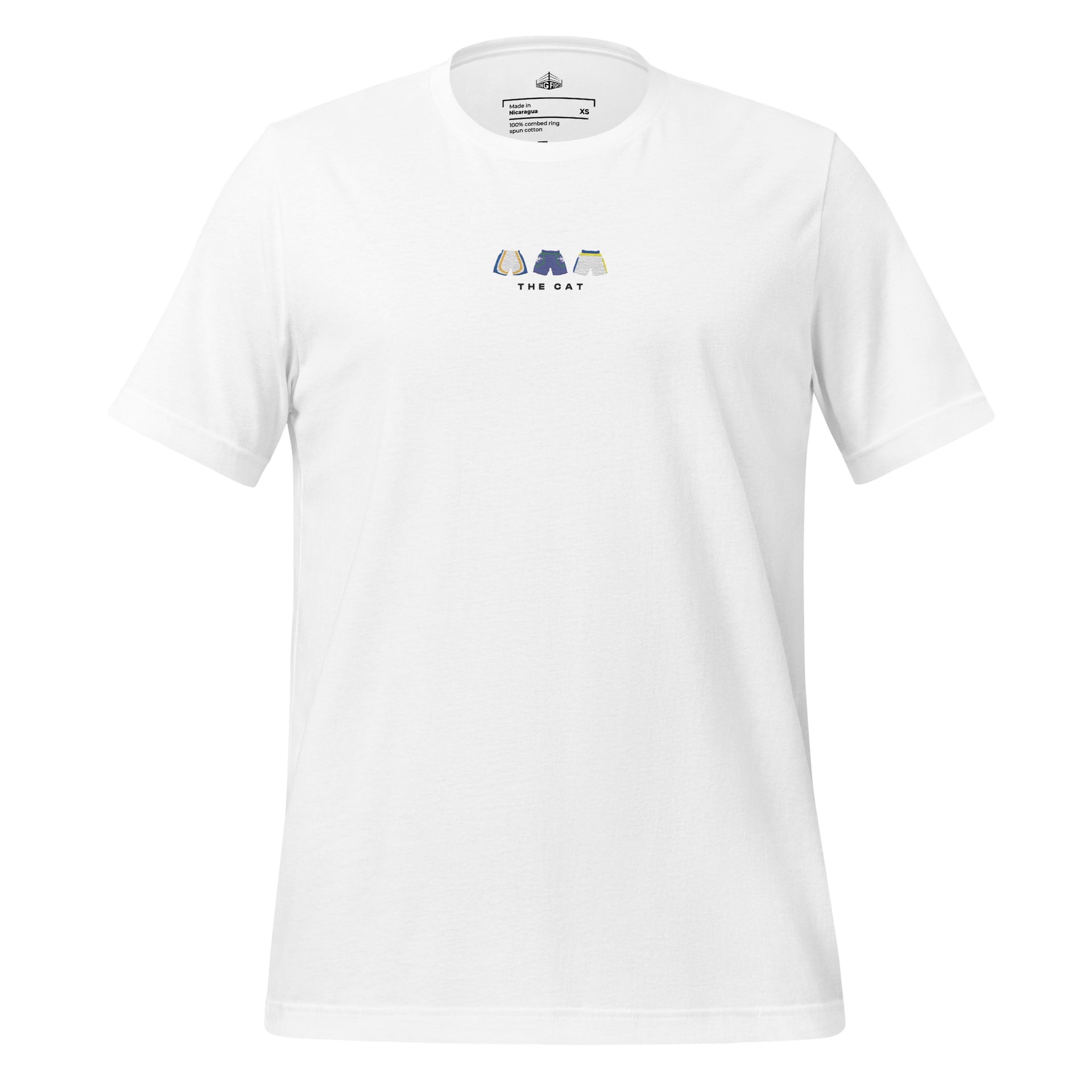 white The Cat Embroidered Premium T-Shirt