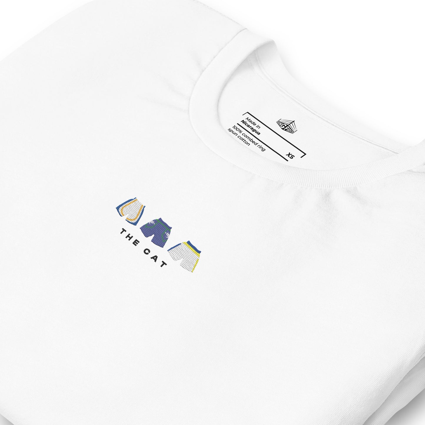 white The Cat Embroidered Premium T-Shirt