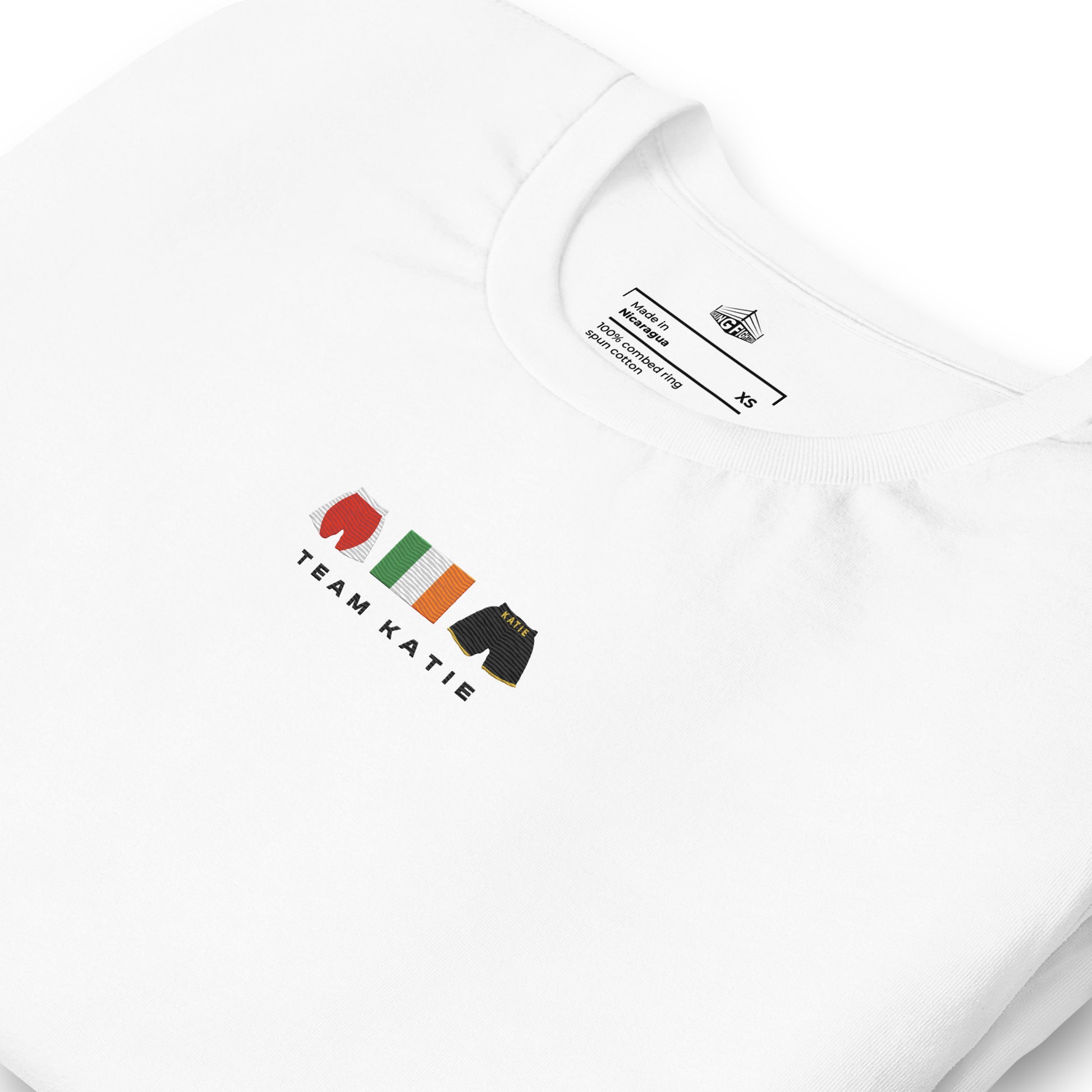 white Team Katie Embroidered Premium T-Shirt